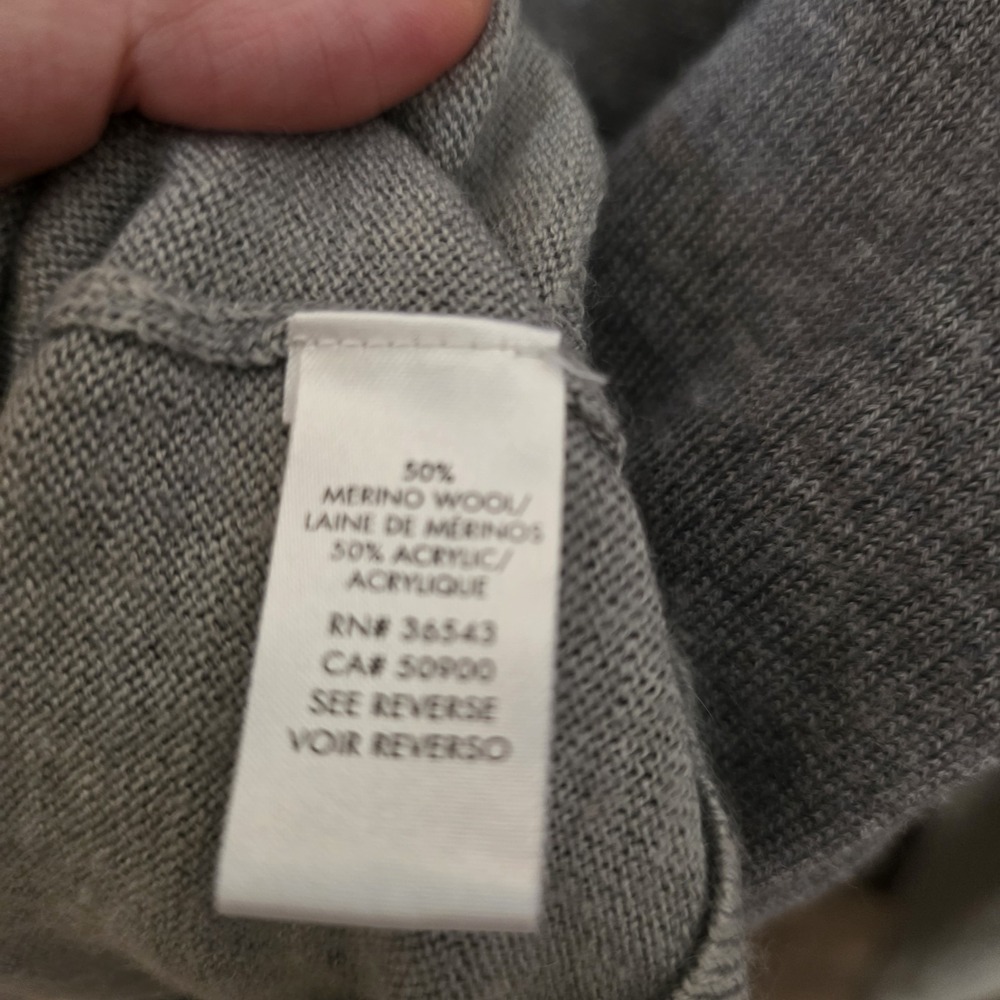 Calvin Klein Sweater Men's Size XL Gray Striped Wool Blend Long Sleeve V Neck - Picture 4 of 6